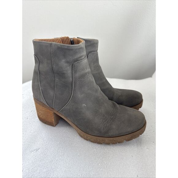 Korks By Kork Ease Esmeralda Lug Sole Leather Platform Ankle Boots Gray 8.5M - Picture 7 of 16